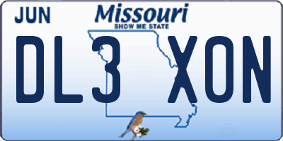 MO license plate DL3X0N