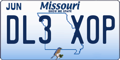 MO license plate DL3X0P