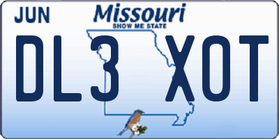 MO license plate DL3X0T