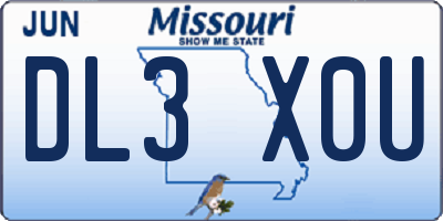 MO license plate DL3X0U