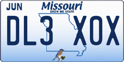 MO license plate DL3X0X