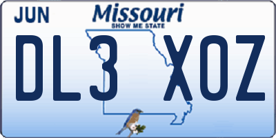 MO license plate DL3X0Z