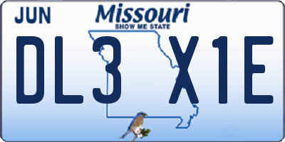 MO license plate DL3X1E