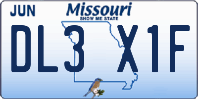 MO license plate DL3X1F