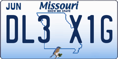 MO license plate DL3X1G