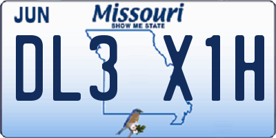 MO license plate DL3X1H