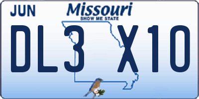 MO license plate DL3X1O