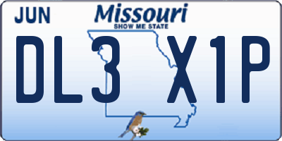 MO license plate DL3X1P
