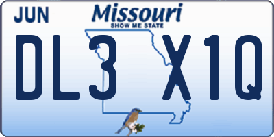MO license plate DL3X1Q