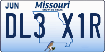 MO license plate DL3X1R