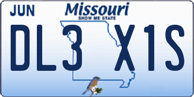 MO license plate DL3X1S