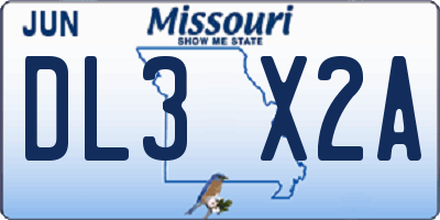 MO license plate DL3X2A