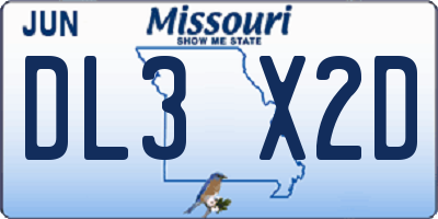 MO license plate DL3X2D