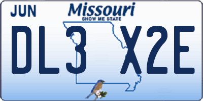 MO license plate DL3X2E