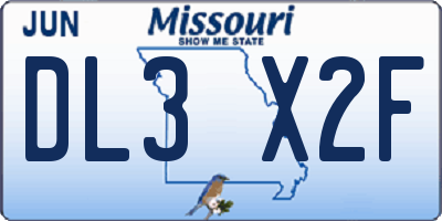 MO license plate DL3X2F