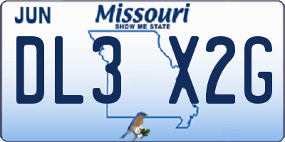 MO license plate DL3X2G