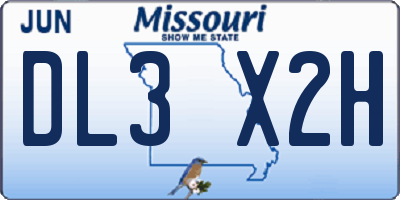 MO license plate DL3X2H