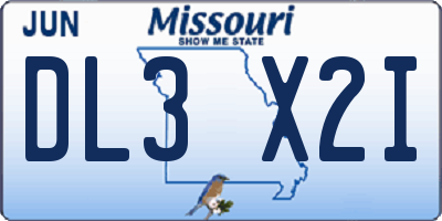 MO license plate DL3X2I