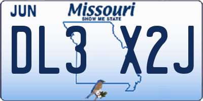 MO license plate DL3X2J
