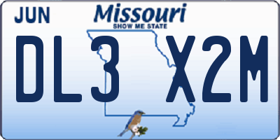 MO license plate DL3X2M