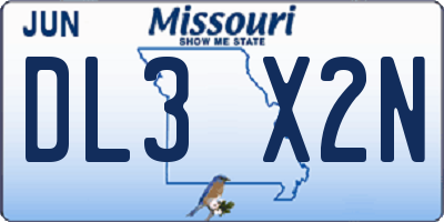 MO license plate DL3X2N