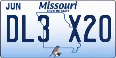 MO license plate DL3X2O