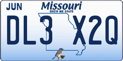 MO license plate DL3X2Q