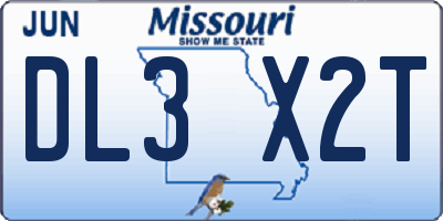MO license plate DL3X2T
