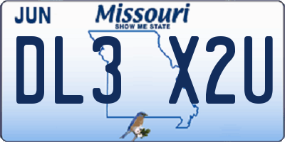 MO license plate DL3X2U