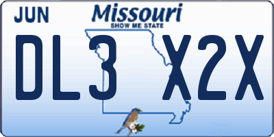 MO license plate DL3X2X