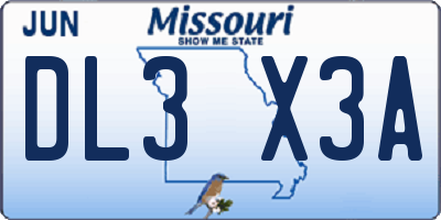 MO license plate DL3X3A