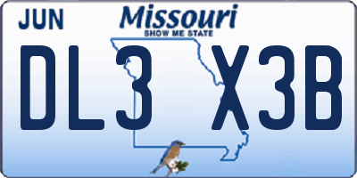 MO license plate DL3X3B