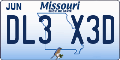 MO license plate DL3X3D