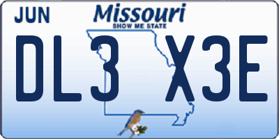 MO license plate DL3X3E
