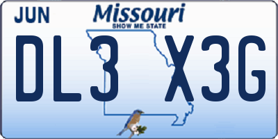 MO license plate DL3X3G