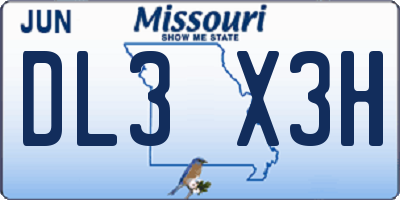 MO license plate DL3X3H