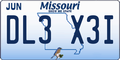 MO license plate DL3X3I