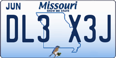MO license plate DL3X3J