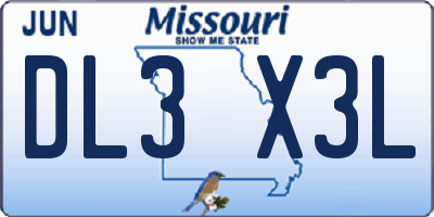MO license plate DL3X3L