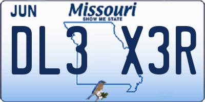 MO license plate DL3X3R