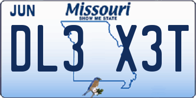 MO license plate DL3X3T