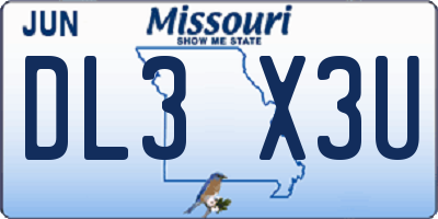 MO license plate DL3X3U
