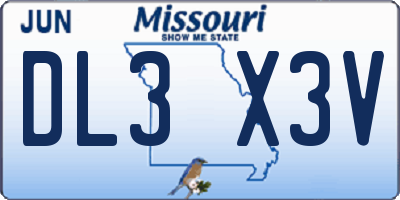 MO license plate DL3X3V
