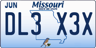 MO license plate DL3X3X