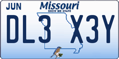 MO license plate DL3X3Y