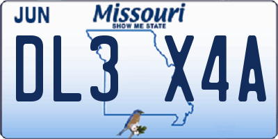 MO license plate DL3X4A