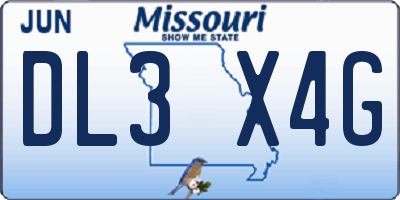 MO license plate DL3X4G
