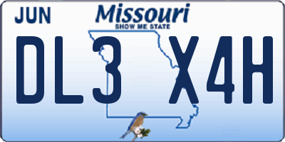 MO license plate DL3X4H