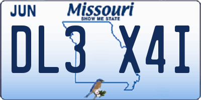 MO license plate DL3X4I