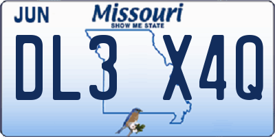 MO license plate DL3X4Q